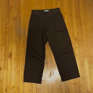 KOTN Dark Brown Wide-Leg Pleated Pants 30x28